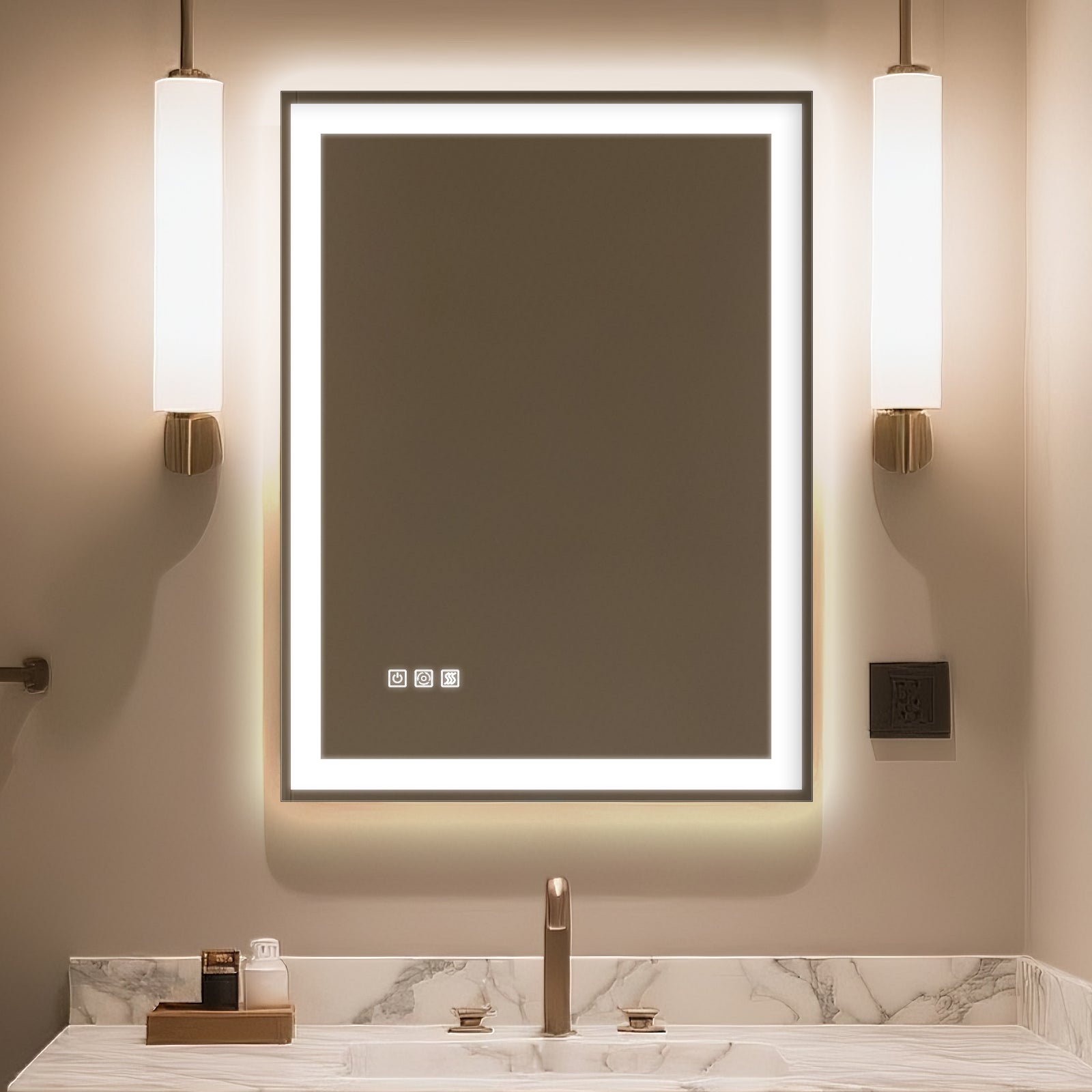 Wall-mounted bathroom mirror with LED lights（right angle）