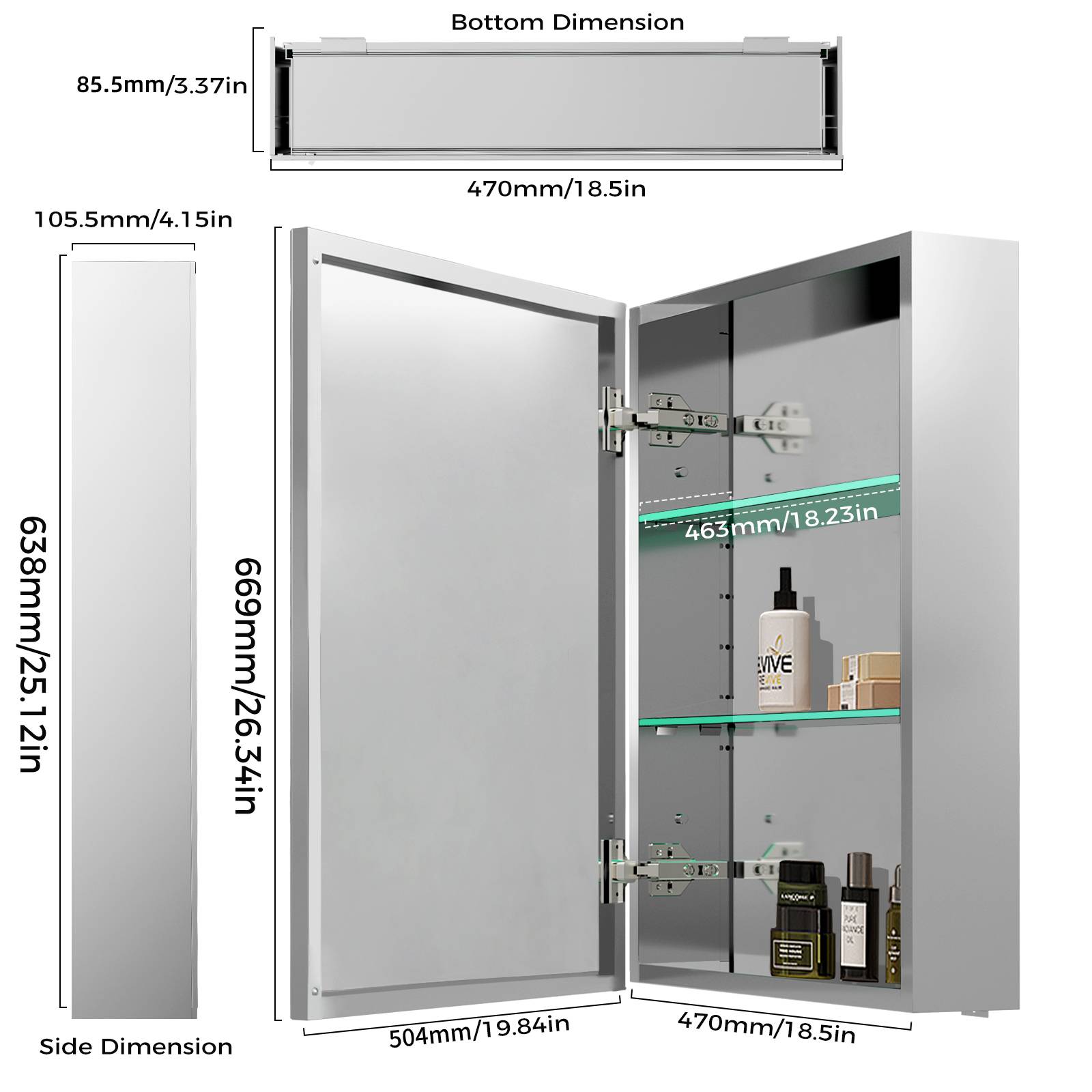 Bathroom medicine cabinet with mirror
