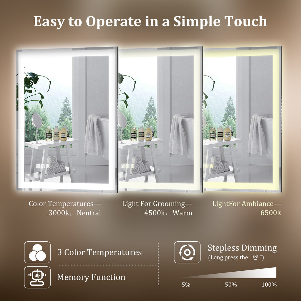 Wall-mounted bathroom mirror with LED lights（right angle）
