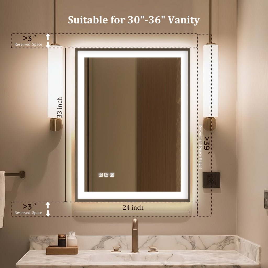 Wall-mounted bathroom mirror with LED lights（right angle）