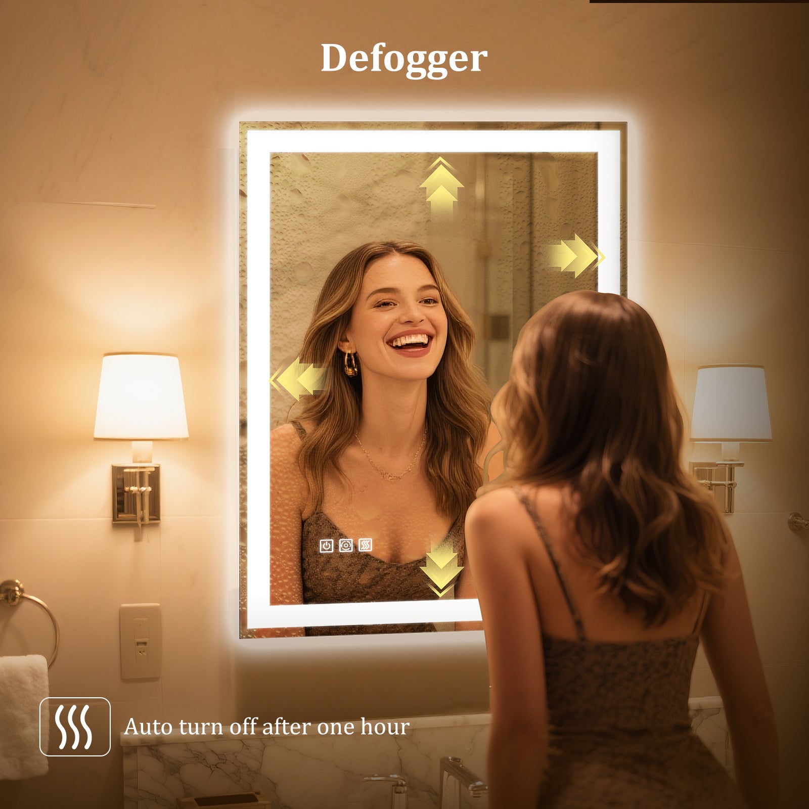 Wall-mounted bathroom mirror with LED lights（right angle）