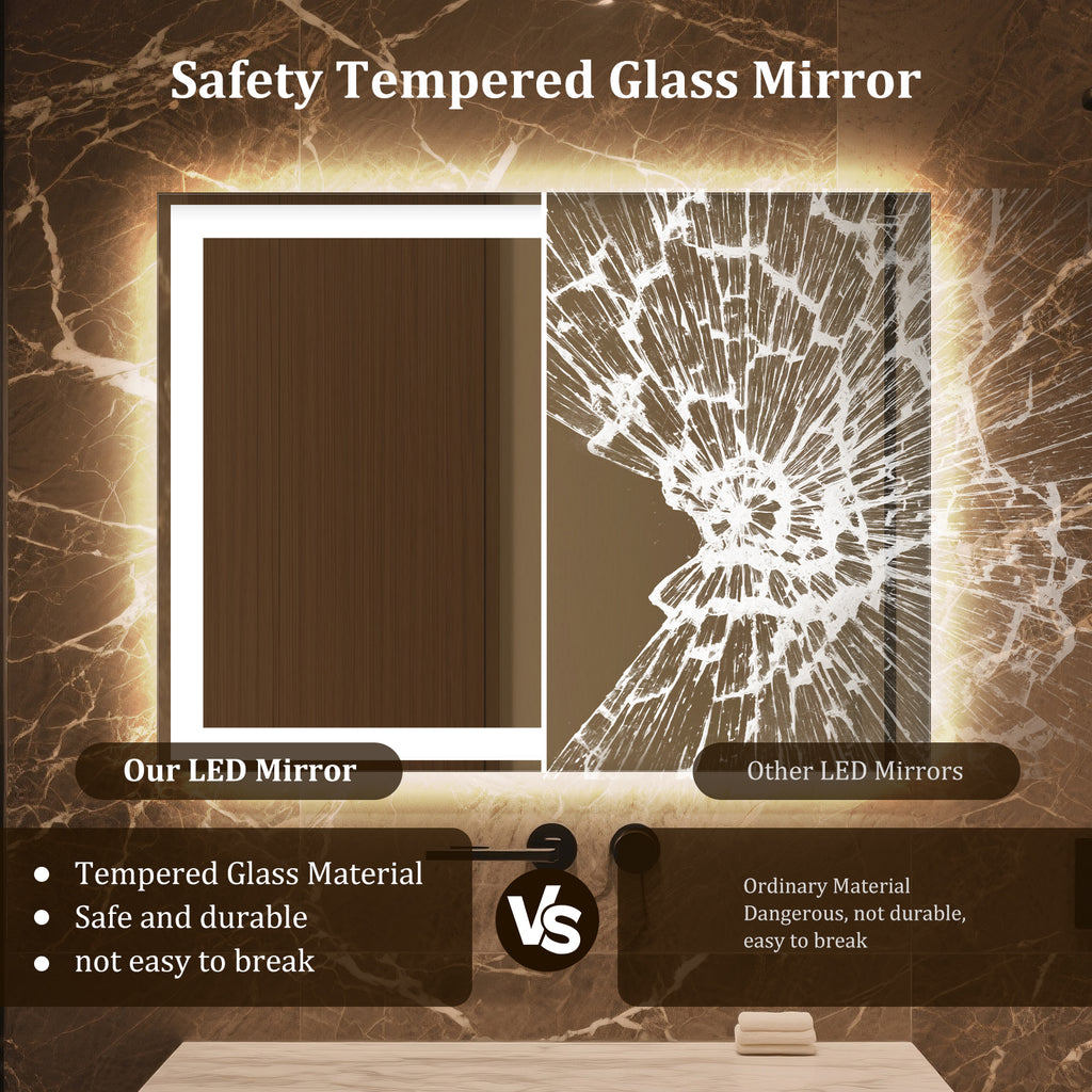 Wall-mounted bathroom mirror with LED lights（right angle）