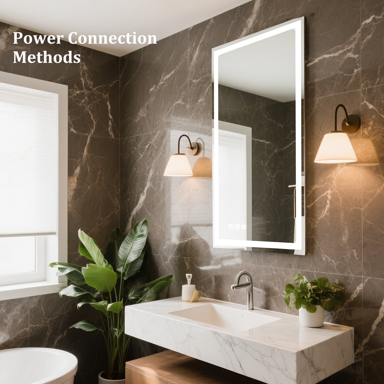 Wall-mounted bathroom mirror with LED lights（right angle）