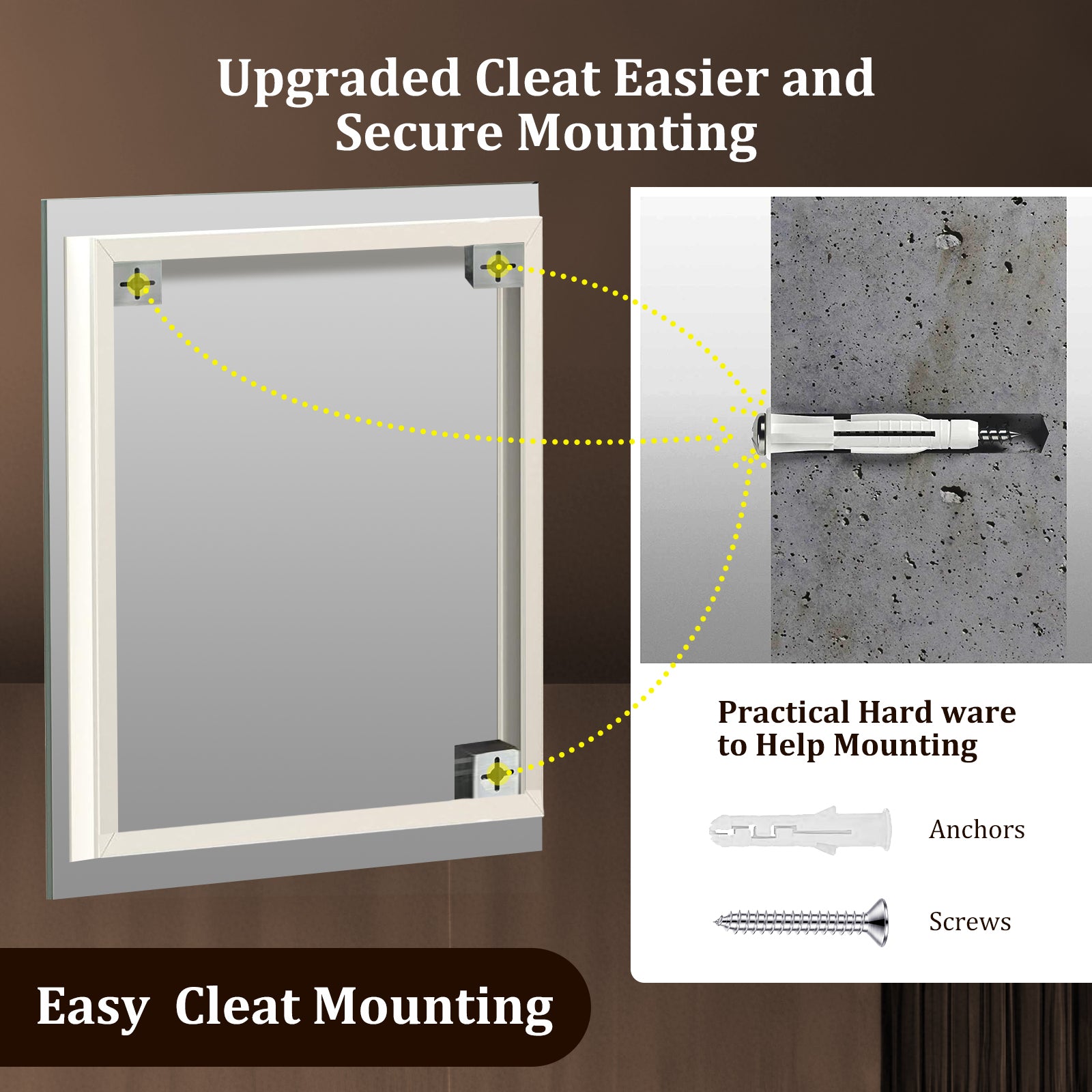 Wall-mounted bathroom mirror with LED lights（right angle）